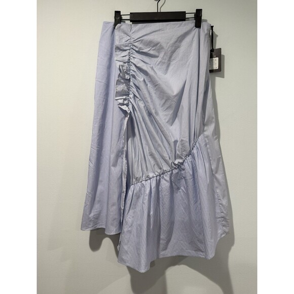 NEW Trouve Skirt Women Medium Stripe Poplin Ruffle Coastal Travel Preppy Cottage - Picture 2 of 7